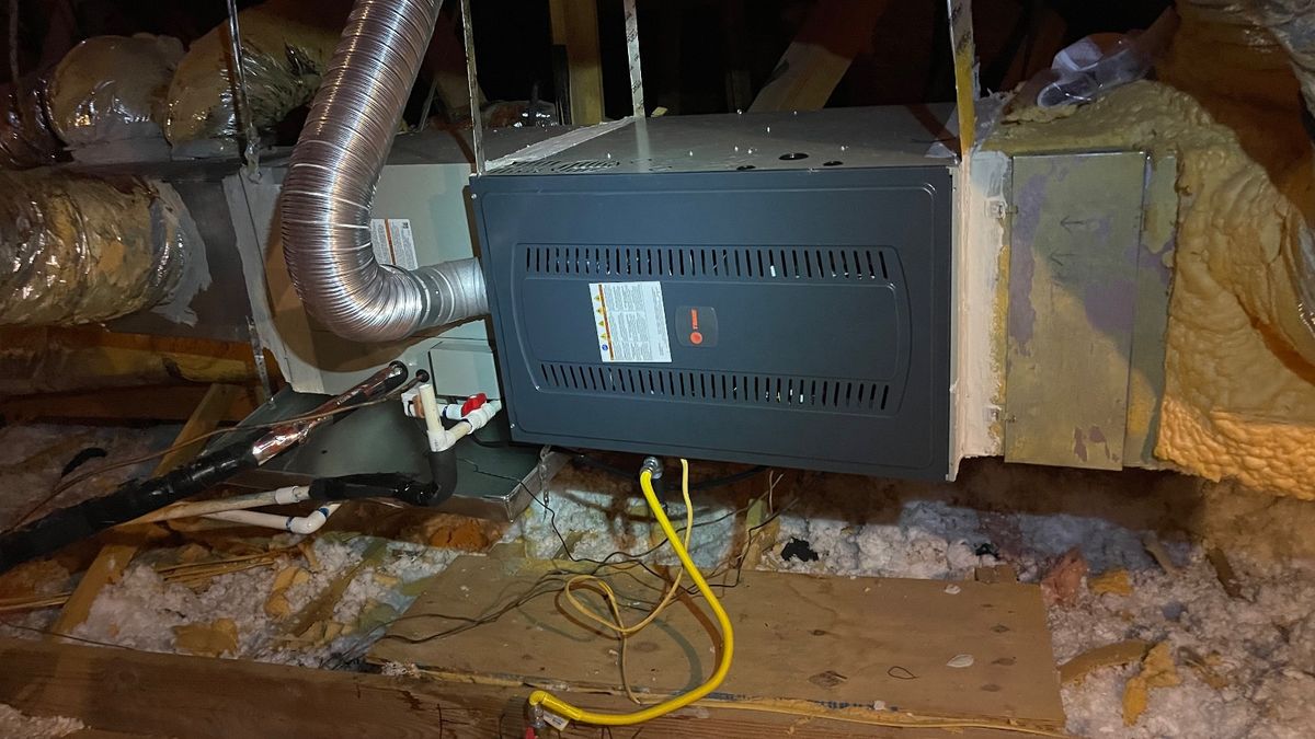 Finished gas furnace install in an attic