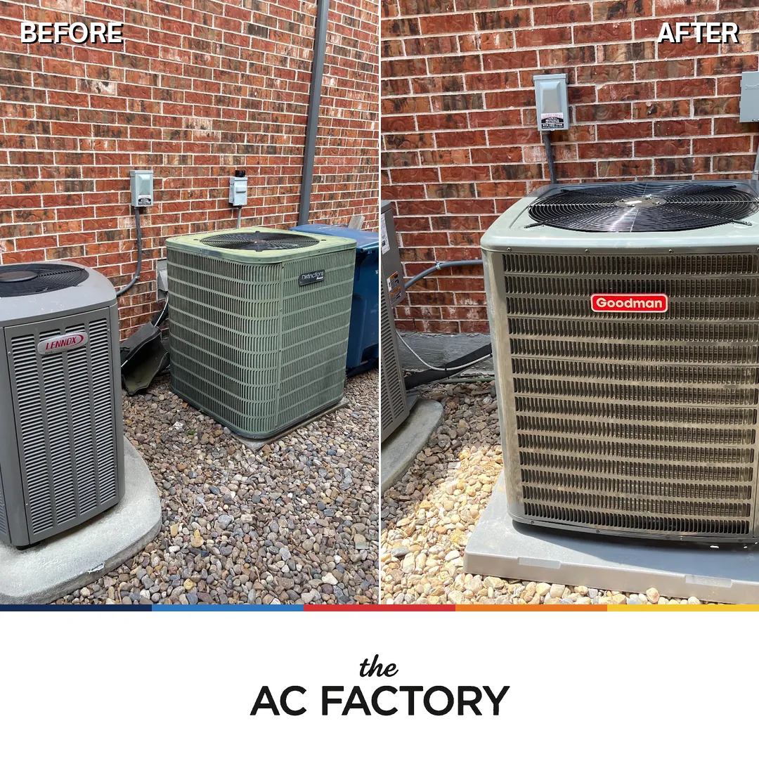 Before and after: a weathered outdoor unit replaced at a Lantana home